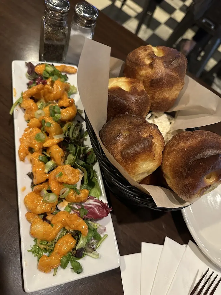 Bang Bang Style Shrimp & Popovers w Honey Butter